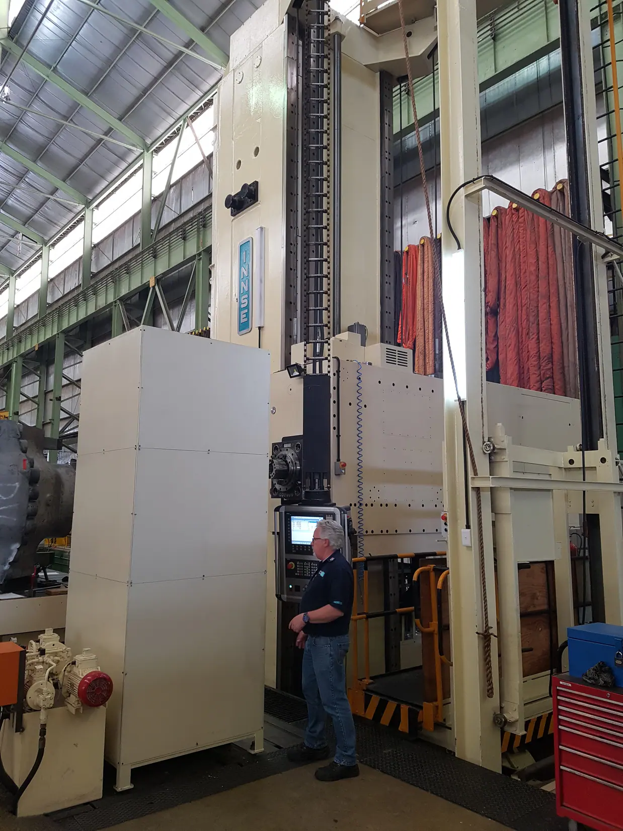 Completed large Innse boring mill with modern operator control